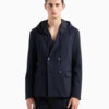 Diagonal Weave Double Breasted Blazer
