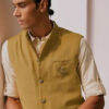Regular Fit Cotton Nehru Jacket with Flap Pockets