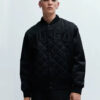 Water-Repellent Varsity-Style Logo Satin Bomber Jacket